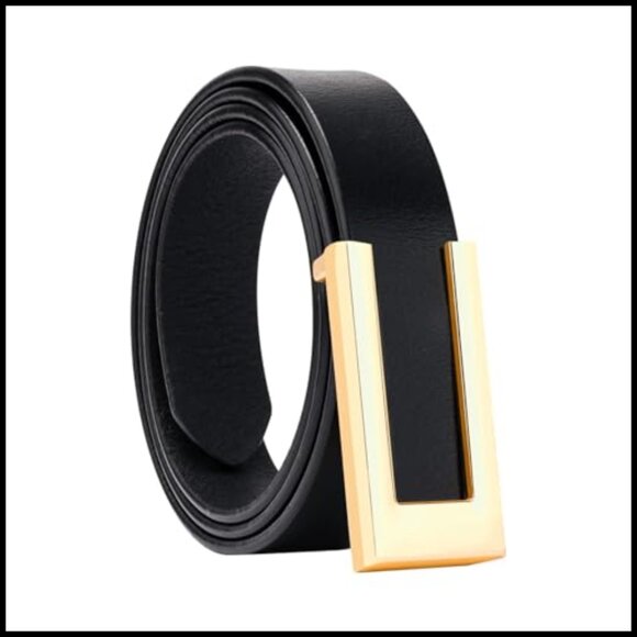 Genuine Leather Skinny Belt with Gold-Tone Buckle for Dresses Jeans main image 7